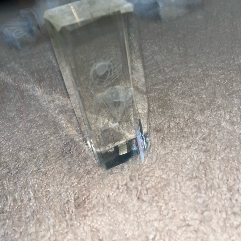 Crystal Glass Cube with Etched Design